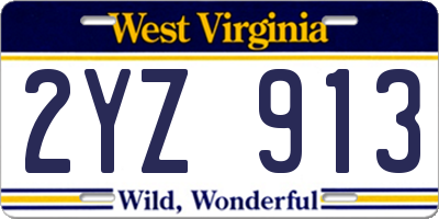 WV license plate 2YZ913