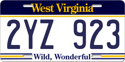 WV license plate 2YZ923