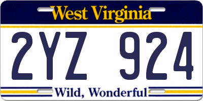 WV license plate 2YZ924