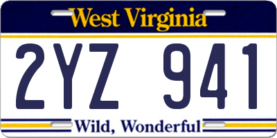 WV license plate 2YZ941