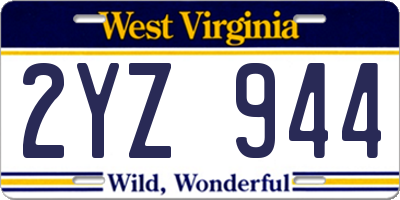 WV license plate 2YZ944