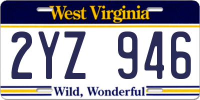 WV license plate 2YZ946