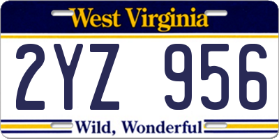 WV license plate 2YZ956