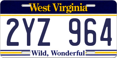 WV license plate 2YZ964