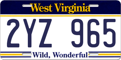 WV license plate 2YZ965
