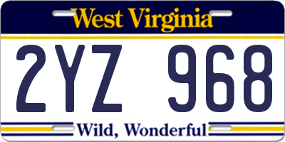 WV license plate 2YZ968