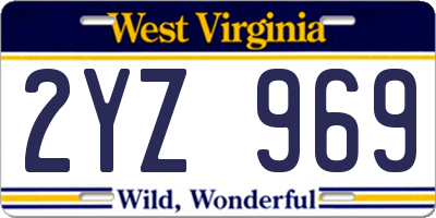 WV license plate 2YZ969
