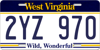 WV license plate 2YZ970