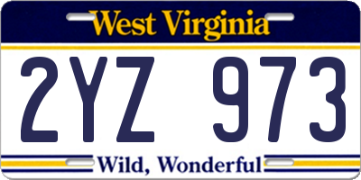 WV license plate 2YZ973