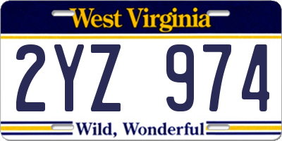 WV license plate 2YZ974