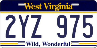WV license plate 2YZ975