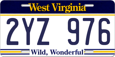 WV license plate 2YZ976