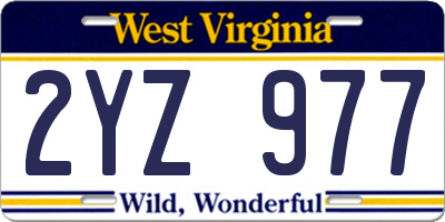 WV license plate 2YZ977