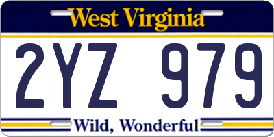 WV license plate 2YZ979