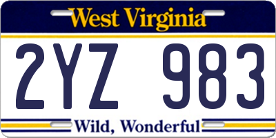 WV license plate 2YZ983