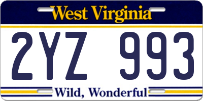 WV license plate 2YZ993