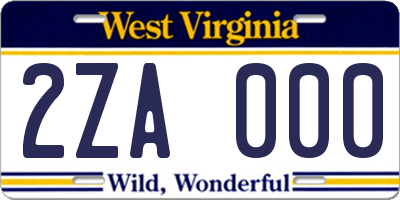 WV license plate 2ZA000