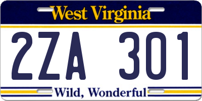 WV license plate 2ZA301