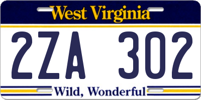 WV license plate 2ZA302