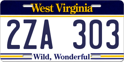 WV license plate 2ZA303