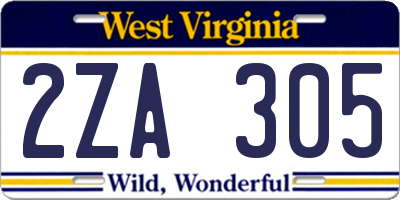 WV license plate 2ZA305