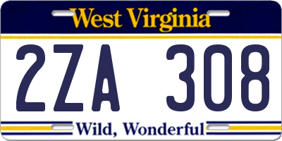 WV license plate 2ZA308