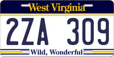 WV license plate 2ZA309
