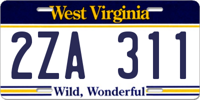 WV license plate 2ZA311