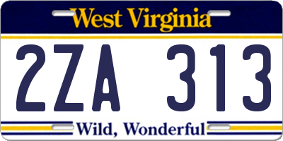 WV license plate 2ZA313