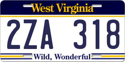 WV license plate 2ZA318