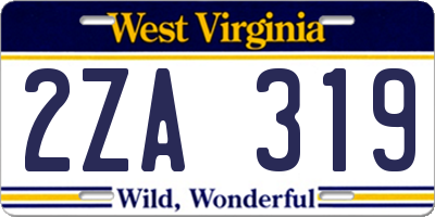 WV license plate 2ZA319
