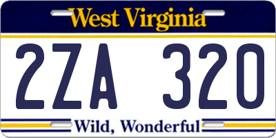 WV license plate 2ZA320