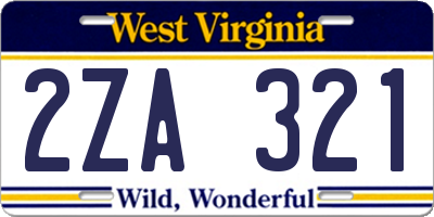 WV license plate 2ZA321