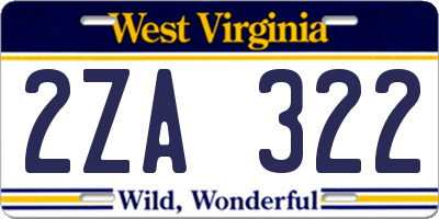WV license plate 2ZA322