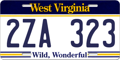 WV license plate 2ZA323