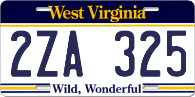 WV license plate 2ZA325