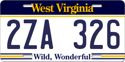 WV license plate 2ZA326