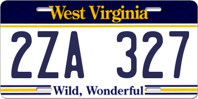 WV license plate 2ZA327