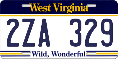 WV license plate 2ZA329