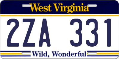 WV license plate 2ZA331