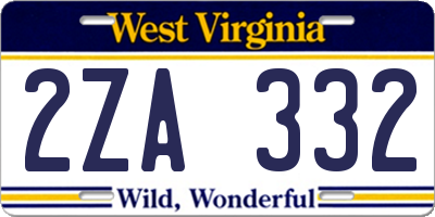 WV license plate 2ZA332