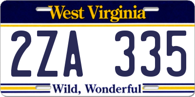 WV license plate 2ZA335