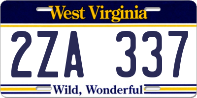 WV license plate 2ZA337