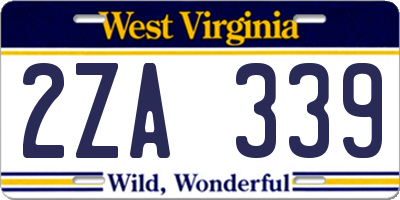 WV license plate 2ZA339