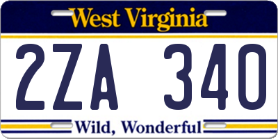 WV license plate 2ZA340