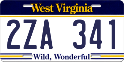 WV license plate 2ZA341