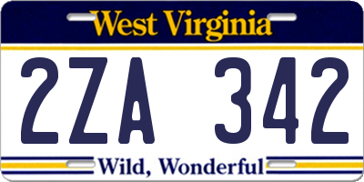WV license plate 2ZA342