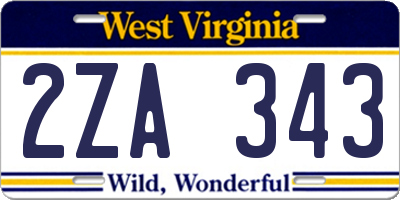 WV license plate 2ZA343