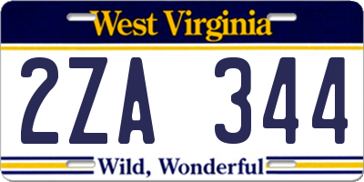 WV license plate 2ZA344