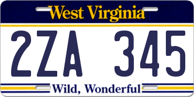 WV license plate 2ZA345